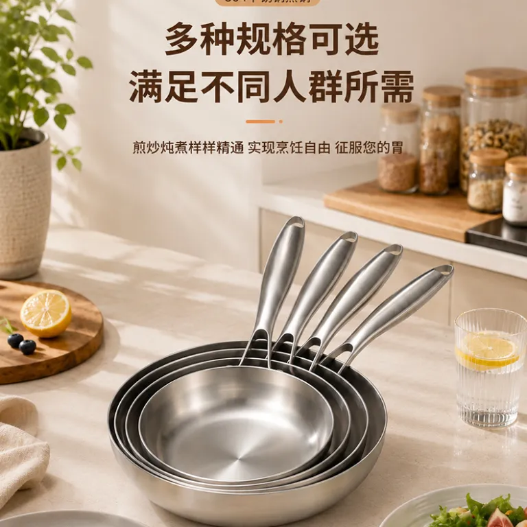 ماهیتابه استیل سه لایه 304 نچسب بدون پوشش مخصوص پنکیک و استیک