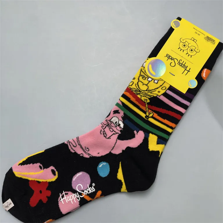 جوراب زنانه رنگارنگ HappySocks طرح کارتونی بامزه مدل اینستاگرامی نیمه‌ساقه بیرونی خیابانی