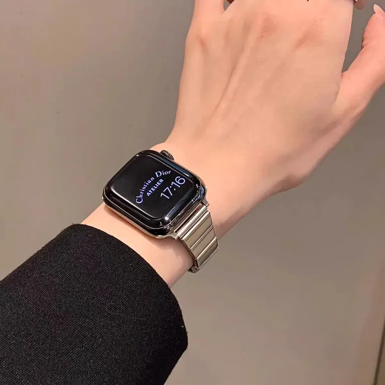 بند مناسب اپل واچ S10 بند iWatchS9 استیل ضدزنگ زنانه طرح کمر باریک s11 حس لوکس ورزشی تابستانی