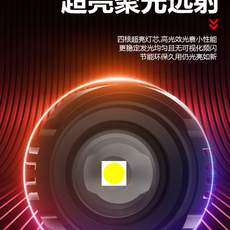 چراغ قوه LED فوق روشن با نمایشگر دیجیتال، قابل شارژ، باتری بادوام، قابل حمل، زوم 18650 و لیزر سفید
