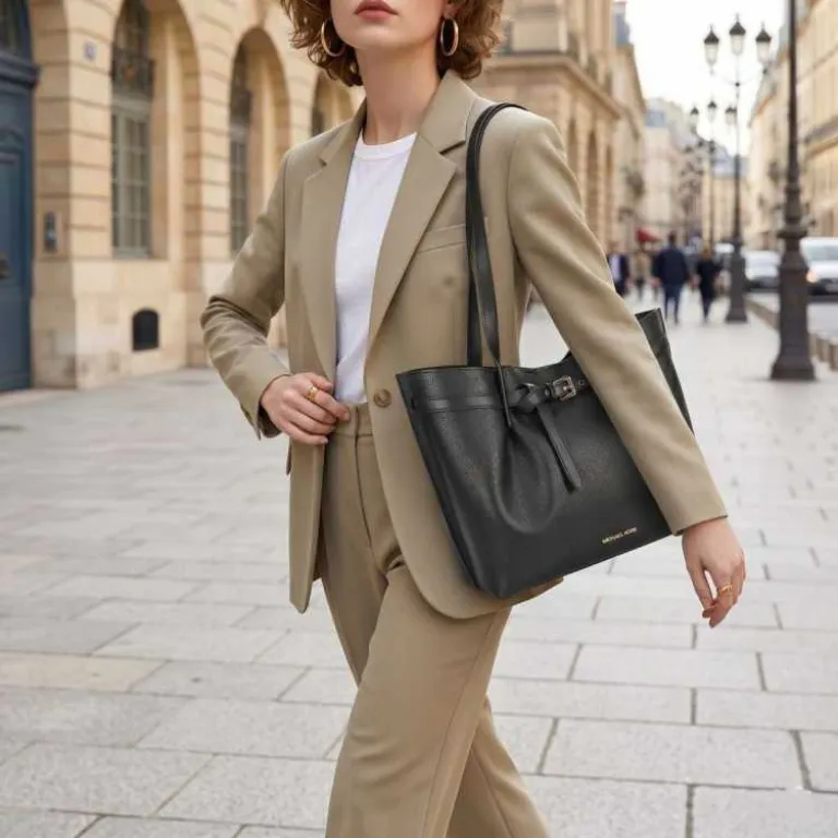 کیف دستی زنانه MICHAEL KORS EMILIA جادار با چرم طرح قلوه‌سنگی