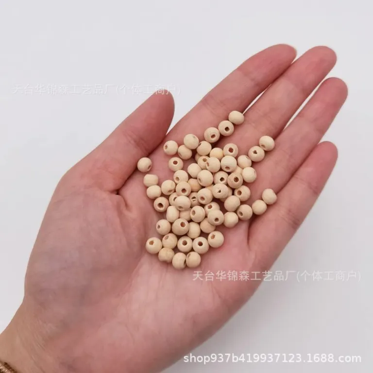 6-40mm مهره‌های چوبی گرد رنگ چوب طبیعی از چوب هِم‌لاک، مهره‌های فله DIY عمده برای زیورآلات و اسباب‌بازی، سوراخ بزرگ، تولید کارخانه