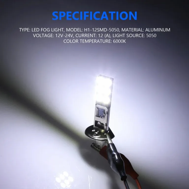 چراغ مه‌شکن خودرو پرفروش صادراتی LEDH1/H3 با تراشه LEDH1-12SMD-5050 LED ضد مه با روشنایی بالا