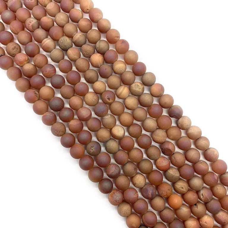 مهره گرد عقیق آبکاریشده 6/8/10mm مهره سنگی مات عمده برای ساخت زیورآلات و دستبند باروک