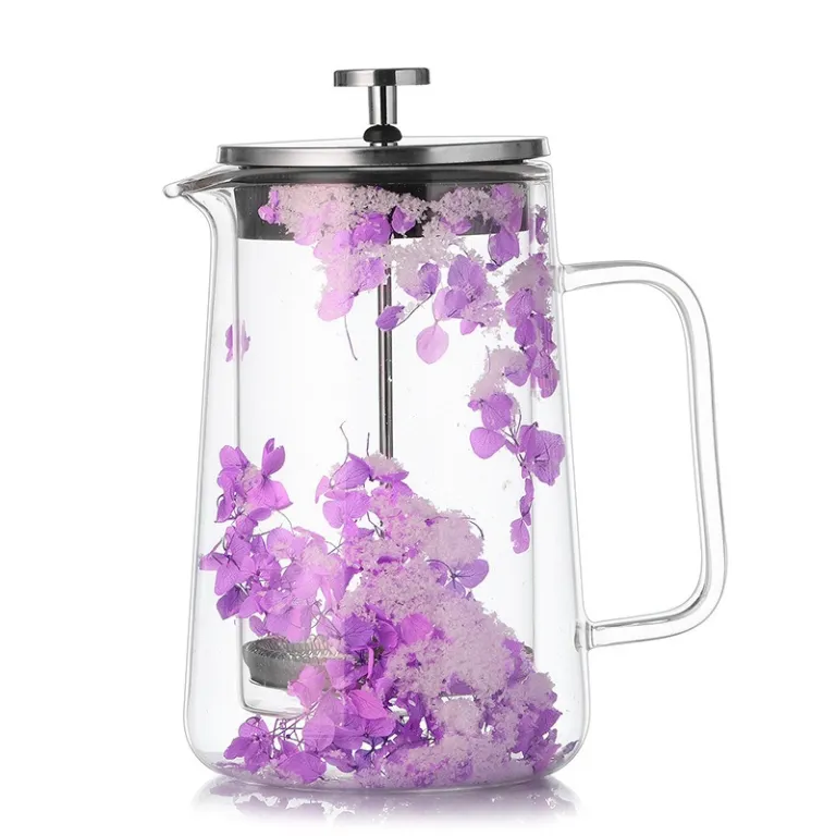 فرنچ پرس دولایه شیشه بوروسیلیکات با فیلتر قهوه، قوری فرنچ پرس خانگی برای دم کردن چای و قهوه