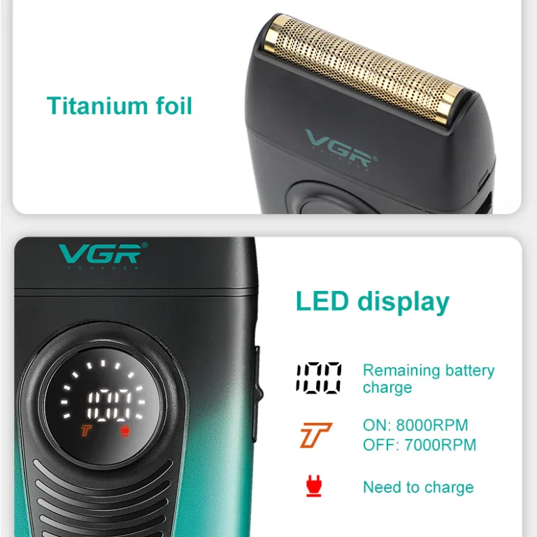 VGR396 ریش‌تراش برقی رفت و برگشتی جدید برون‌مرزی مردانه خانگی سفیدکننده با نمایشگر دیجیتال مخصوص سفر