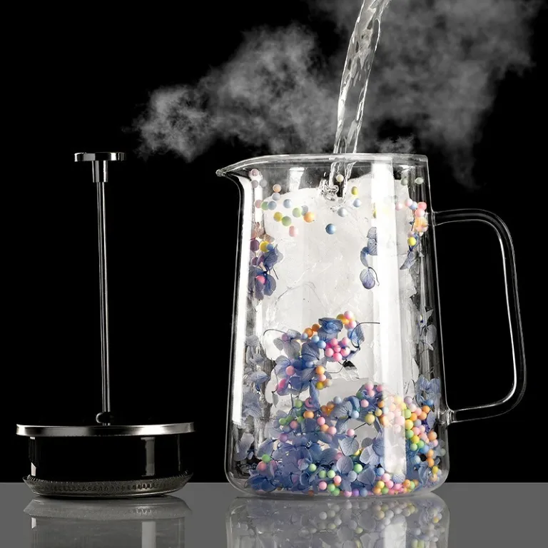 فرنچ پرس دولایه شیشه بوروسیلیکات با فیلتر قهوه، قوری فرنچ پرس خانگی برای دم کردن چای و قهوه