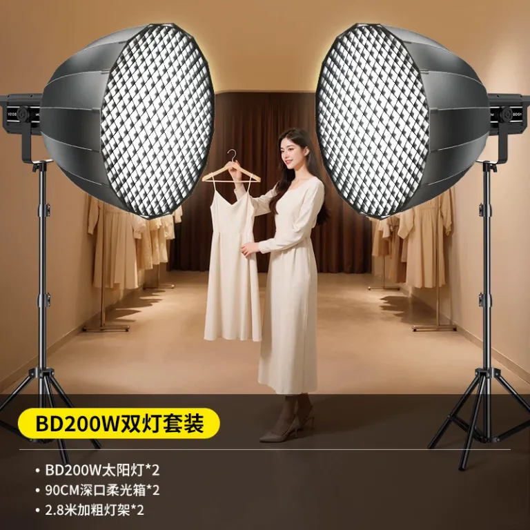 200W چراغ فیلم‌برداری COB پرقدرت برای استودیوهای اینترنتی، مناسب عکاسی از لباس در فضای داخلی، با نور زیبایی و جوان‌سازی پوست و رفلکتور عمیق