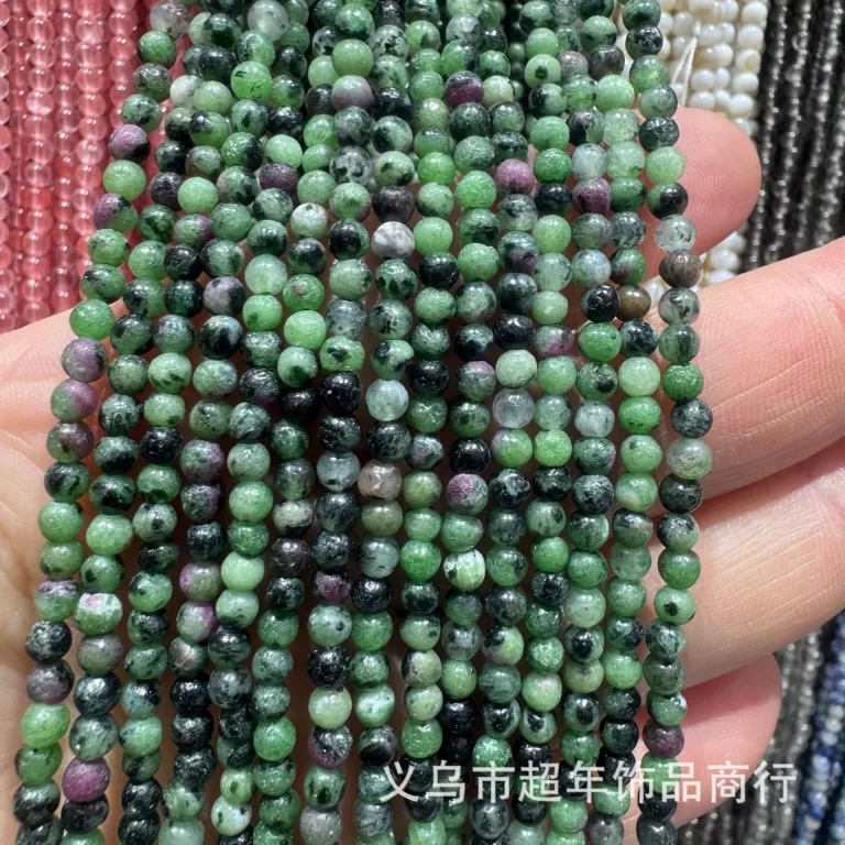 2mm3mm4mm مهره‌های گرد کوچک سنگ طبیعی، لوازم جانبی زیورآلات، آمیتیست، آونتورین سبز، تورمالین، مهره‌های DIY عمده