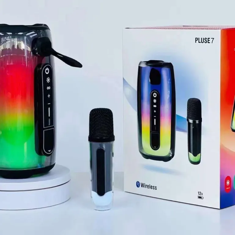 اسپیکر بلوتوثی پالسی 7Pro با نورپردازی محیطی رومیزی، میکروفون کارائوکه قابل حمل