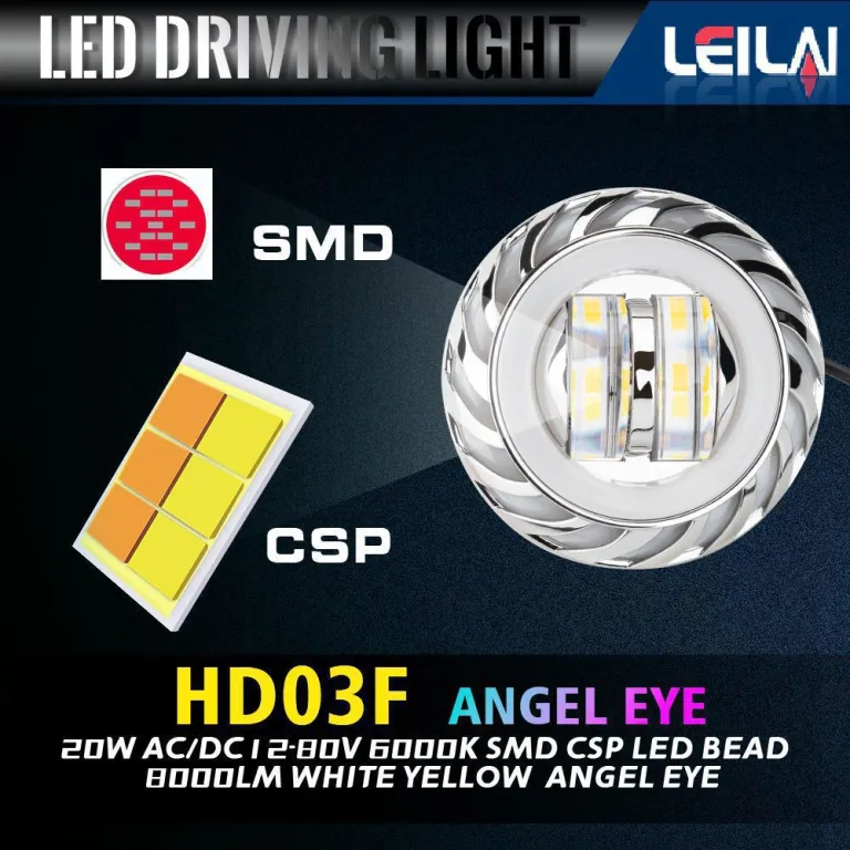 چراغ جلو LED یونیورسال خودرو و موتورسیکلت با لنز دوبل، فلاشر، چشم فرشته و چشم شیطان