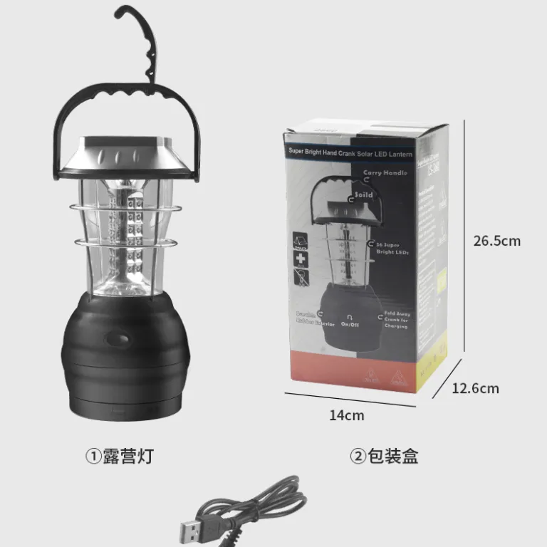 چراغ کمپینگ شارژی LED با شارژ خورشیدی و هندلی، چراغ اضطراری چندکاره قابل حمل