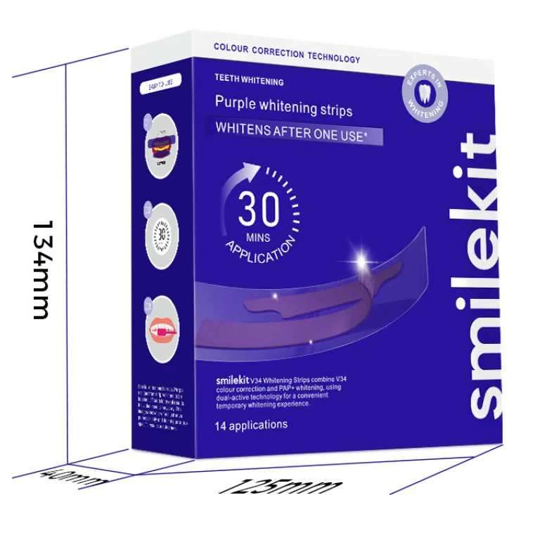 جدید کراسبوردر V34 نوار سفیدکننده دندان بنفش WhiteningStrips سفیدکننده دندان روشنکننده و ضد زردی