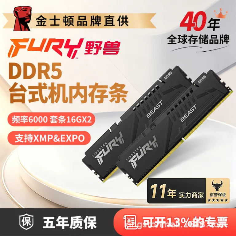رم Kingston ShenTiao DDR5 6000MHz 16GB*2 رم دسکتاپ نسل پنجم سری Beast