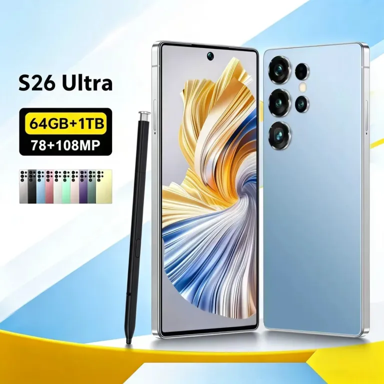 S26 ultra گوشی موبایل کراس‌بردر با صفحه‌نمایش بزرگ حفره‌دار اندروید موجودی آماده صادراتی پرفروش 7.3 اینچ قلم داخلی 4+64g