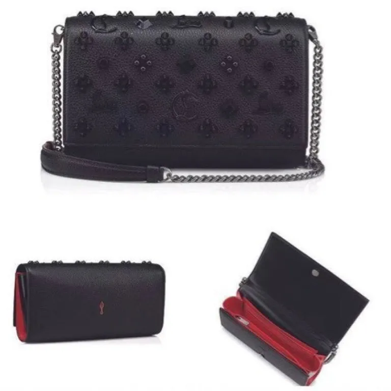 کیف دوشی زنانه طرح Christian Louboutin با پرچ و کف قرمز