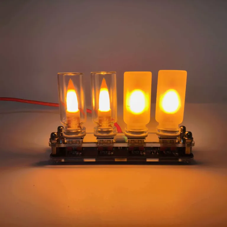 چراغ خواب شیشه‌ای با شعله LED شبیه‌سازی شده، طرح رترو، نور گرم، قابل سفارشی‌سازی