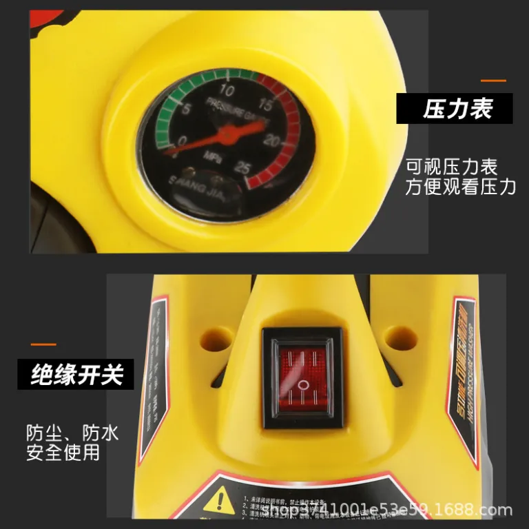 کارواش خانگی قابل حمل اتوماتیک 110V با موتور مسی، فشار قابل تنظیم، ضدعفونی‌کننده و پرقدرت