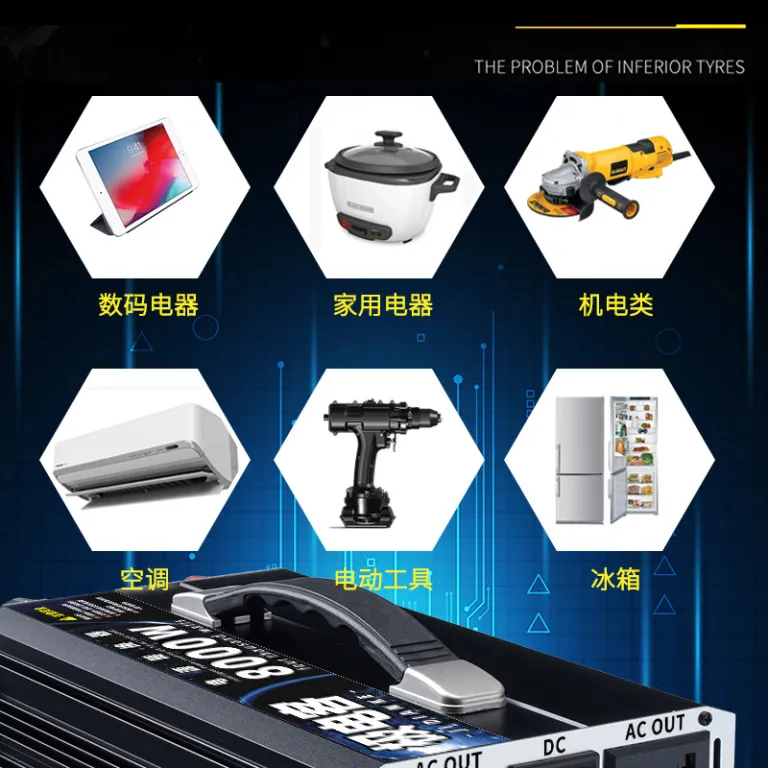 مبدل پرقدرت خودرو کامیون خودروی برقی 12V24V48V60V به 220V اینورتر خودرو موج اصلاح‌شده