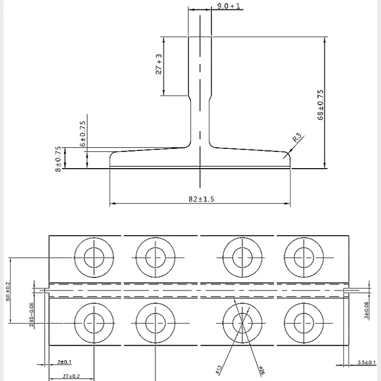 ریل آسانسور ماشین‌کاری‌شده T شکل T75/T78/T89/T90/T127T114T82T50 ریل آسانسور