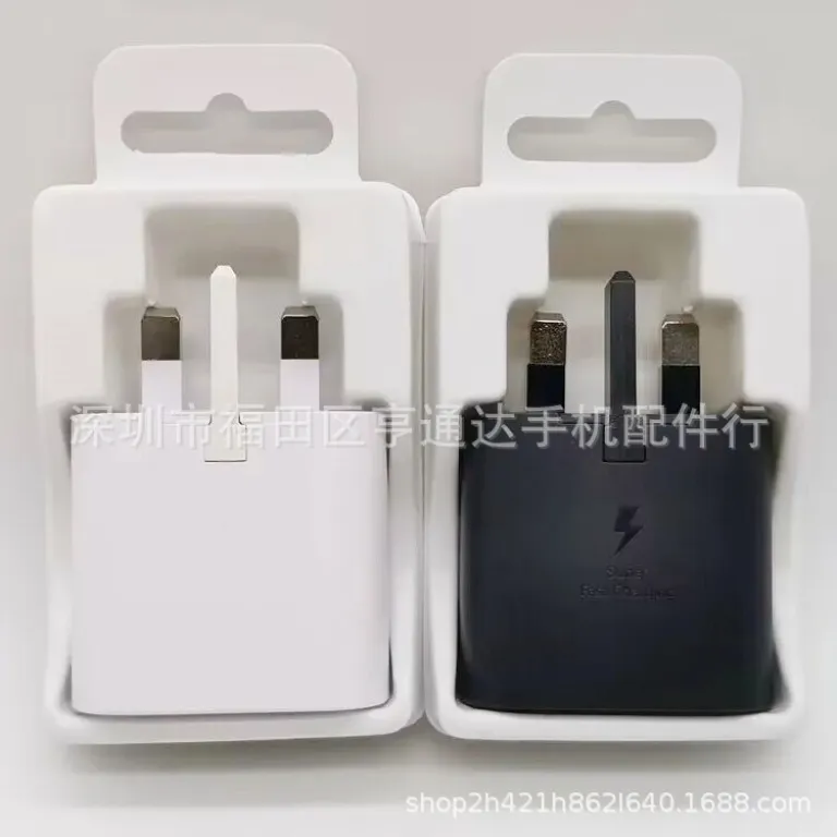 شارژر اورجینال 25w با دوشاخه بریتانیایی مناسب سامسونگ note10 S20 s21 تایپ سی 25w شارژ سریع
