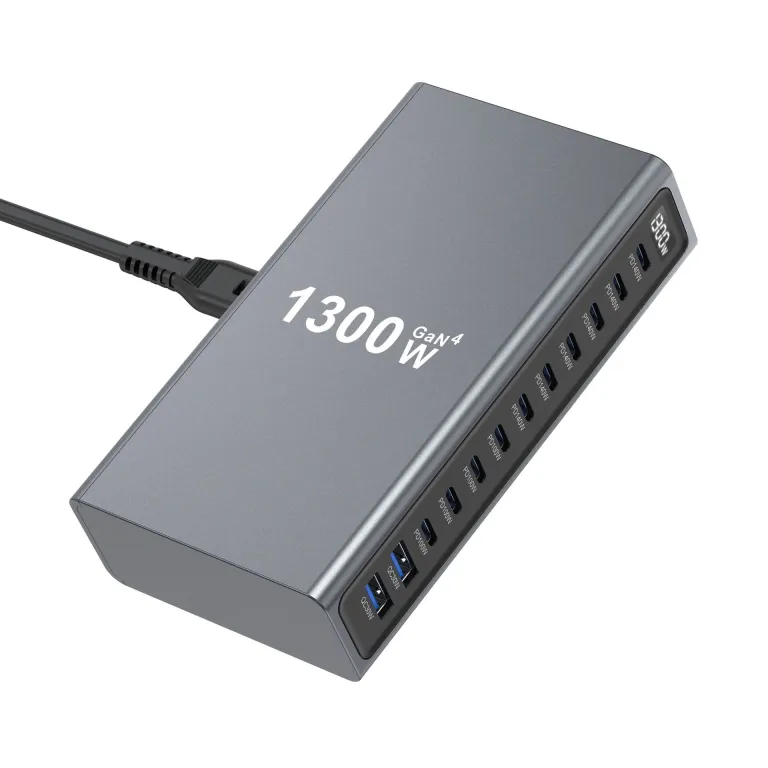 شارژر رومیزی 1200W مدل جدید بین‌المللی 1300W شارژر PD نیترید گالیوم 12 پورت رومیزی