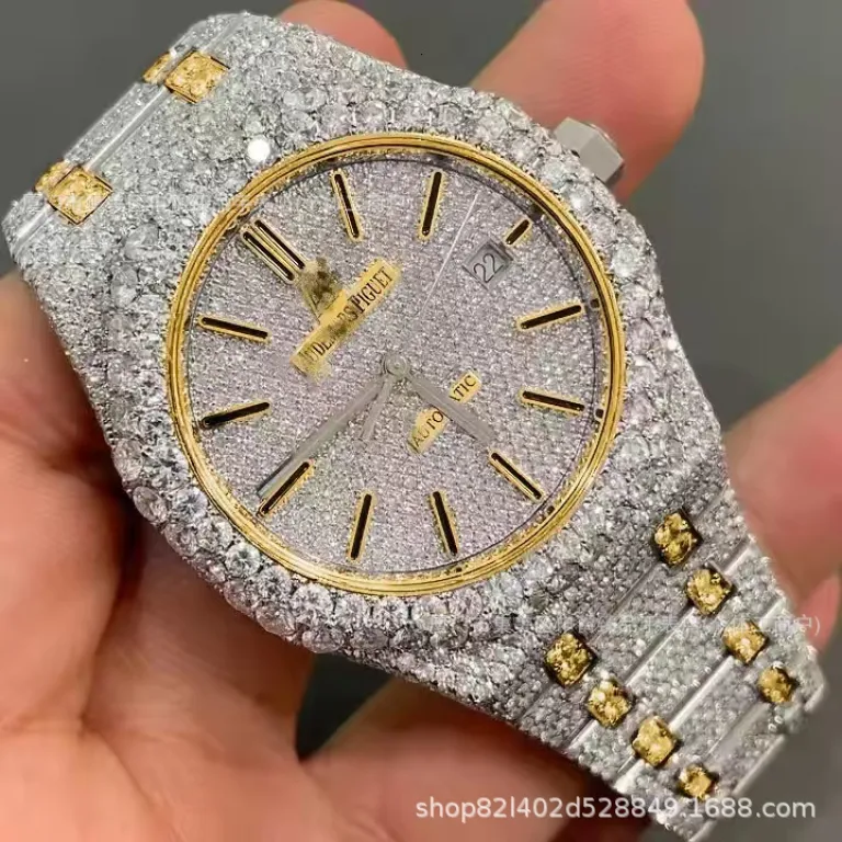 2025 ساعت مردانه باکیفیت تمام الماس AP، پرفروش در Dunhuang و AliExpress، شیک و مد روز، موتور کوارتز، عرضه مستقیم از کارخانه