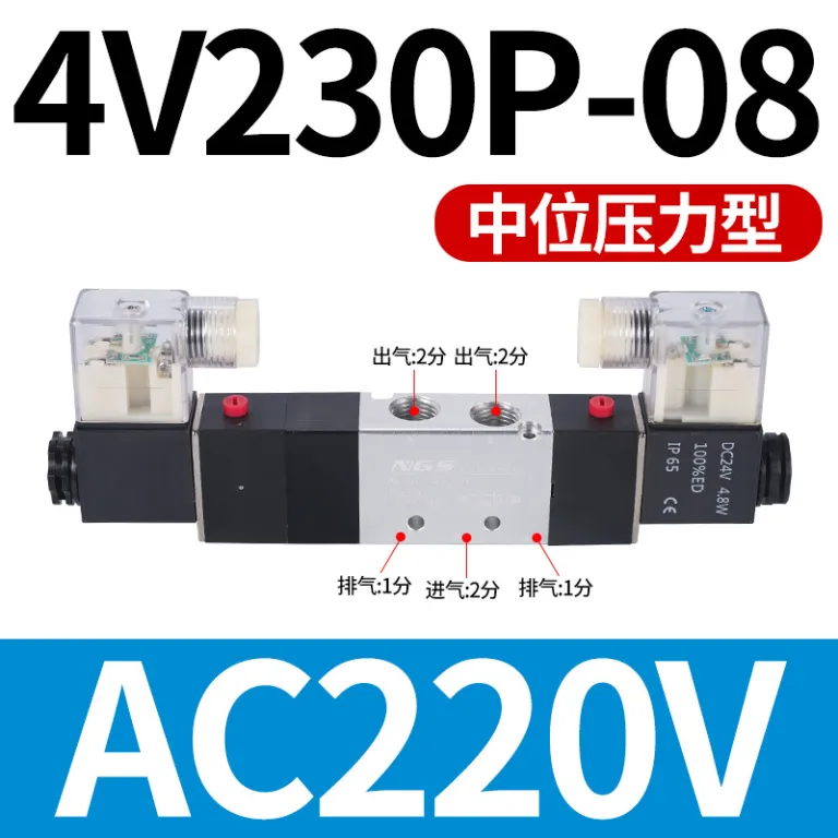 4V210-08 شیر برقی 12V شیر پنوماتیک DC24V دو وضعیتی پنج راهه 110-06 شیر کنترل دو وضعیتی 310-10