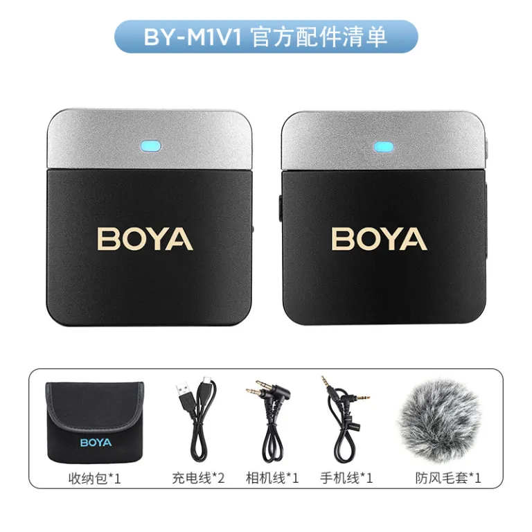 میکروفون بی‌سیم BOYA BY-M1V میکروفون دوربین و موبایل برای لایو و فروش آنلاین، دو کاناله استریو