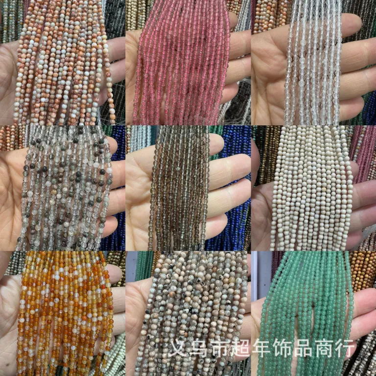 2mm3mm4mm مهره‌های گرد کوچک سنگ طبیعی، لوازم جانبی زیورآلات، آمیتیست، آونتورین سبز، تورمالین، مهره‌های DIY عمده