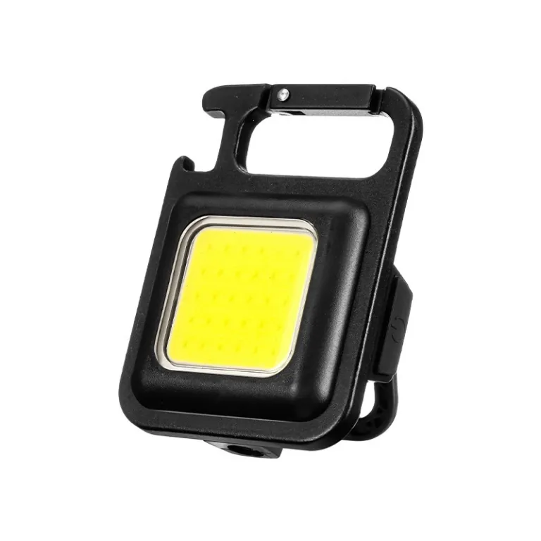 چراغ قوه جاکلیدی قابل حمل COB با شارژ USB، چراغ اضطراری و روشنایی فضای باز