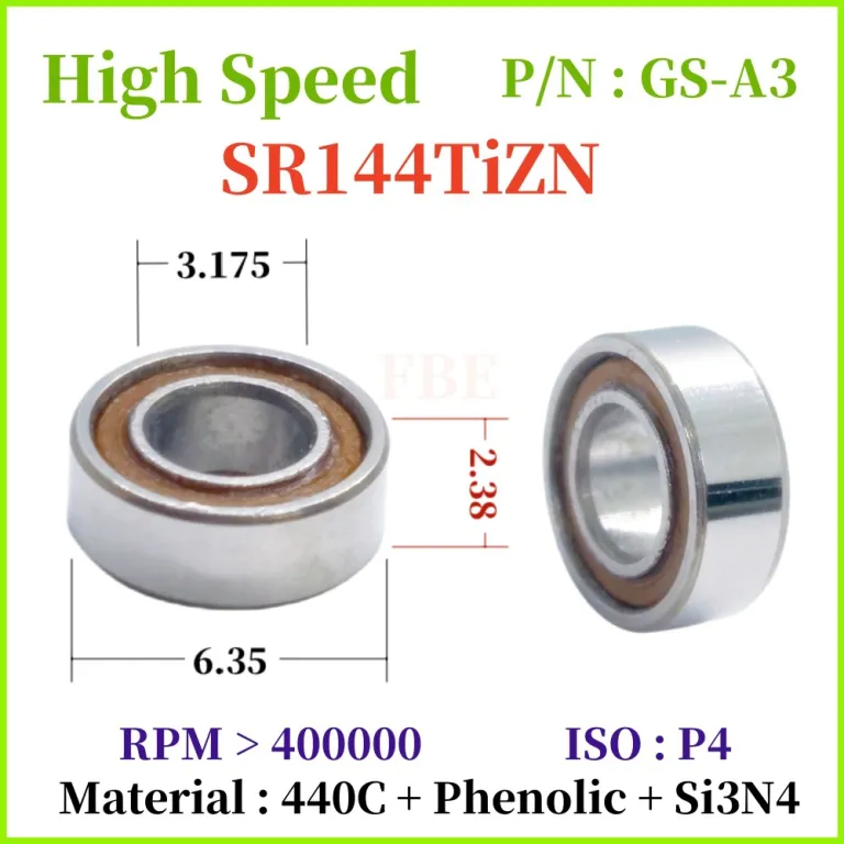 SR144TLZN بلبرینگ پرسرعت هندپیس دندانپزشکی 8 گلوله سرامیکی 55 بلبرینگ بی‌صدا ده هزار دور سازگار با هندپیس NSK