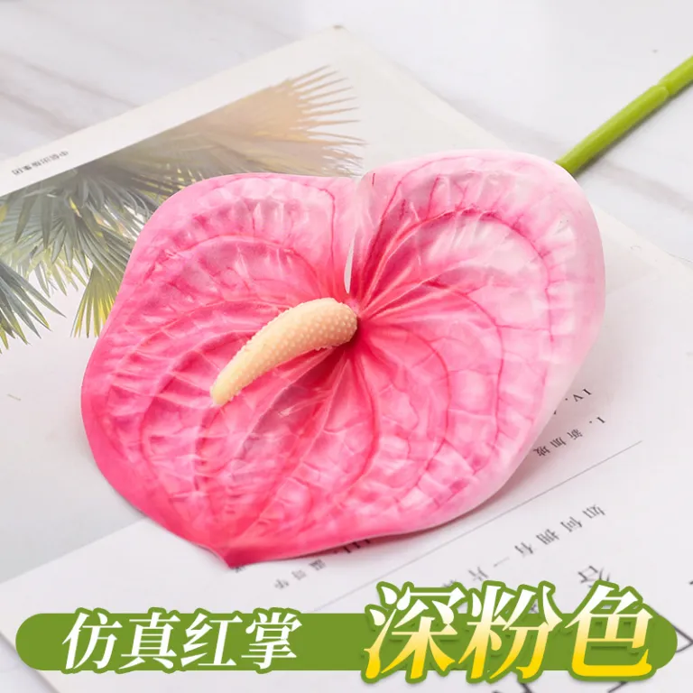 گل آنتوریوم مصنوعی تک شاخه 3D با بافت طبیعی فلامینگو دکور صحنه خانه چیدمان تزئینی شاخه گل مصنوعی دسته گل