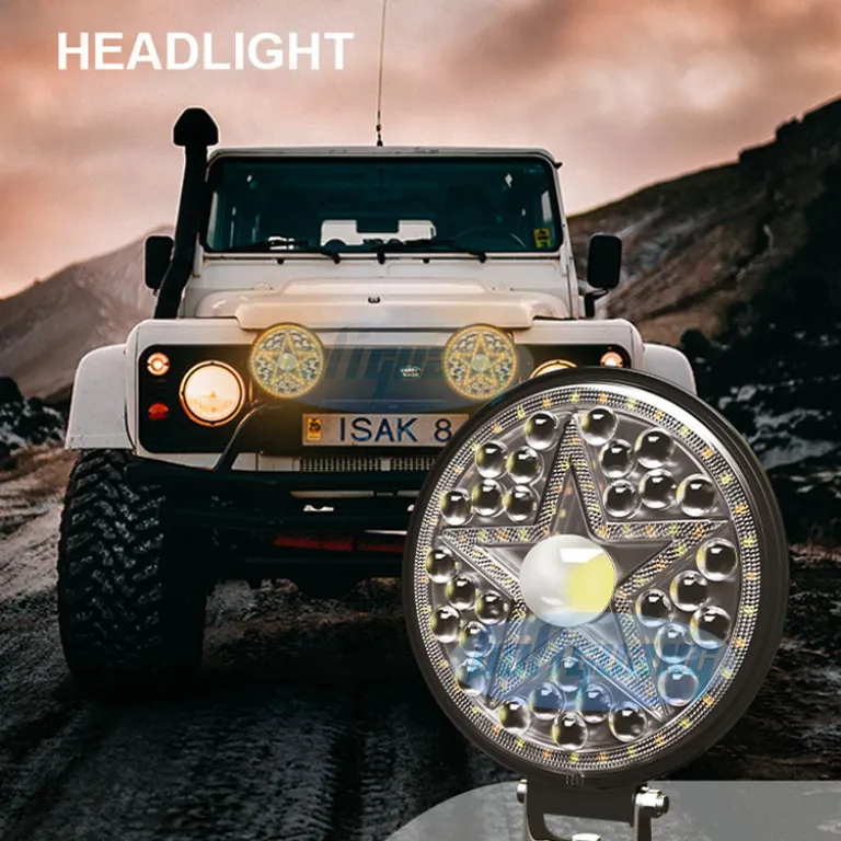 چراغ جلو LED گرد 7 اینچی جدید مناسب موتورسیکلت و خودروهای آفرود