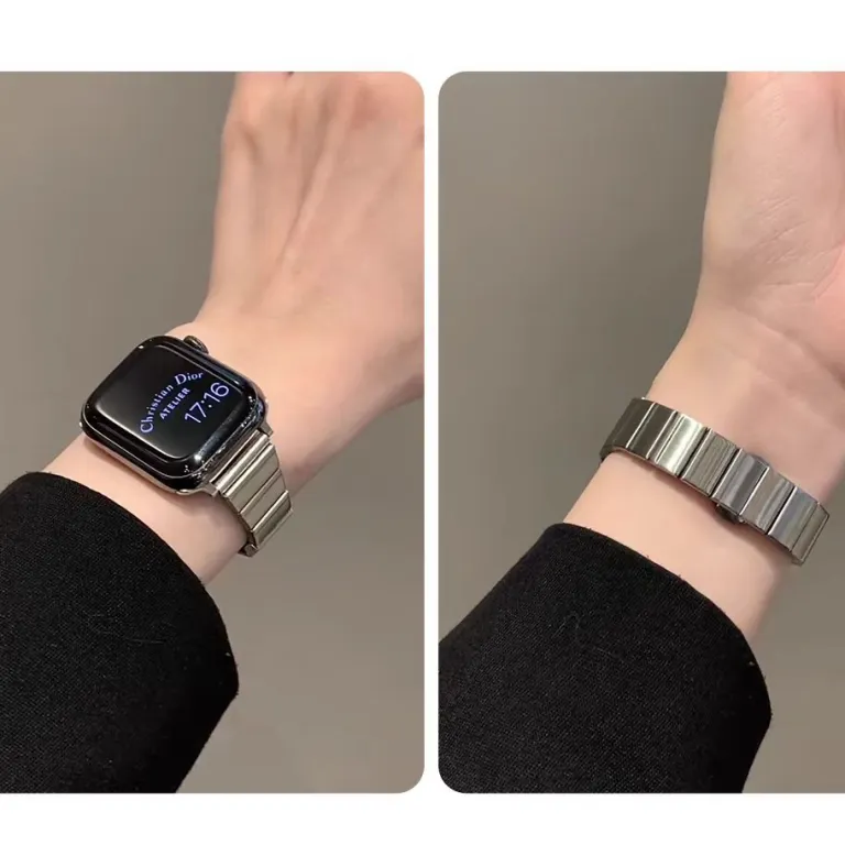 بند مناسب اپل واچ S10 بند iWatchS9 استیل ضدزنگ زنانه طرح کمر باریک s11 حس لوکس ورزشی تابستانی