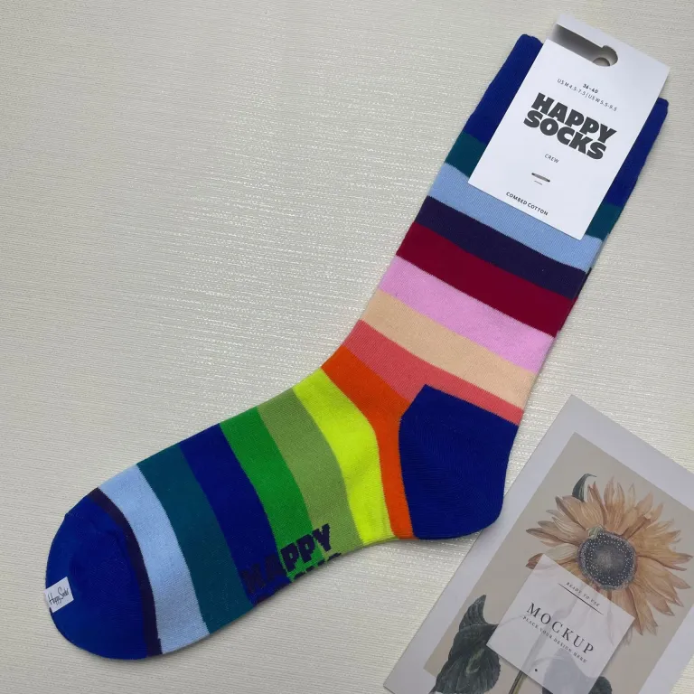 جوراب زنانه رنگارنگ HappySocks طرح کارتونی بامزه مدل اینستاگرامی نیمه‌ساقه بیرونی خیابانی