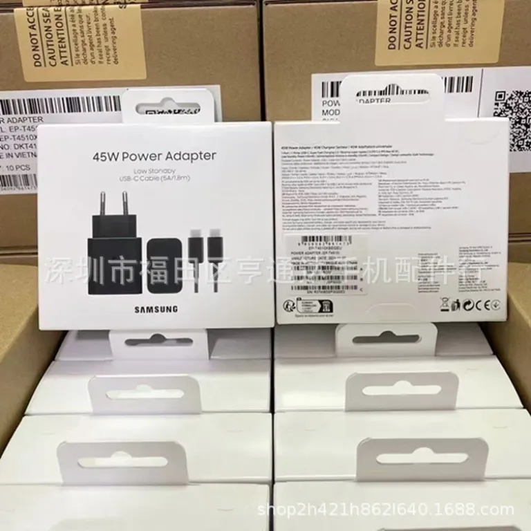 T4511 شارژر اورجینال سامسونگ 45w آداپتور Note20/S25/Zfold6 استاندارد اروپا 45W سوپر فست شارژ