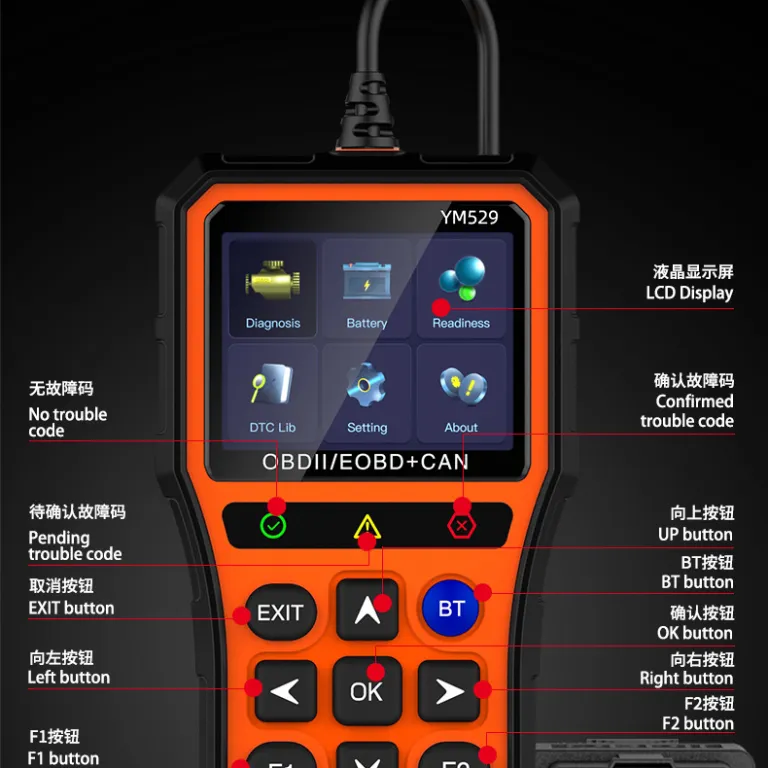 YM529 دستگاه عیب‌یاب موتور خودرو، تست باتری، عیب‌یاب خودرو، دستگاه عیب‌یاب OBD