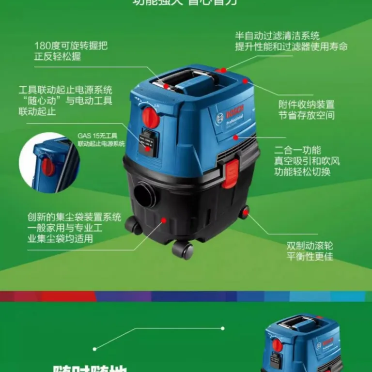 جاروبرقی خودرویی بوش BOSCH GAS15/15PS چندمنظوره برقی دستی اصل، مناسب استفاده خشک و مرطوب