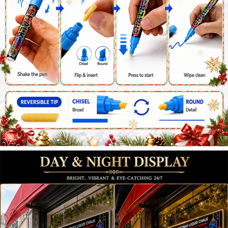 مجموعه گچ مایع رنگی 8 رنگ ماژیک پاک‌شدنی شیشه‌ای نقاشی کودکان DIY تبلیغاتی POP تخته سیاه