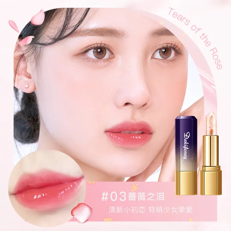 رژ لب تغییر رنگ ژله‌ای گلبرگ دیجیفولون مرطوب‌کننده ترمیم‌کننده لب‌های ترک‌خورده بدون رنگ پریدگی و بدون انتقال
