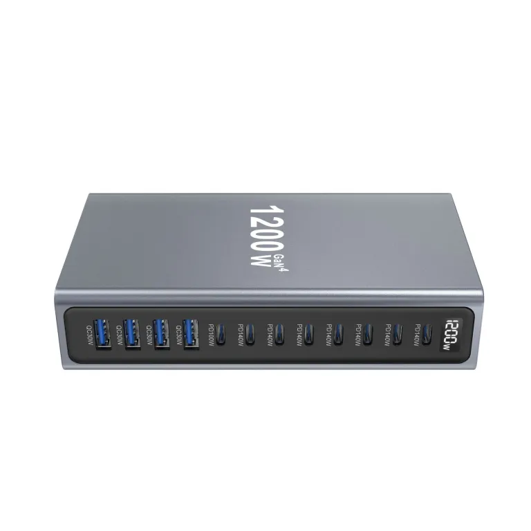 شارژر رومیزی 1200W مدل جدید بین‌المللی 1300W شارژر PD نیترید گالیوم 12 پورت رومیزی