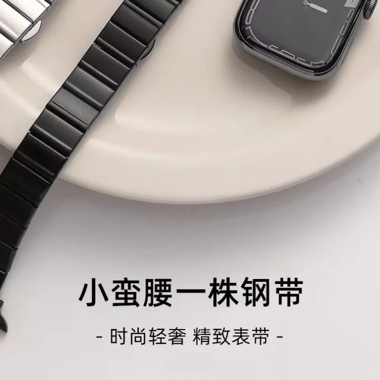 بند مناسب اپل واچ S10 بند iWatchS9 استیل ضدزنگ زنانه طرح کمر باریک s11 حس لوکس ورزشی تابستانی