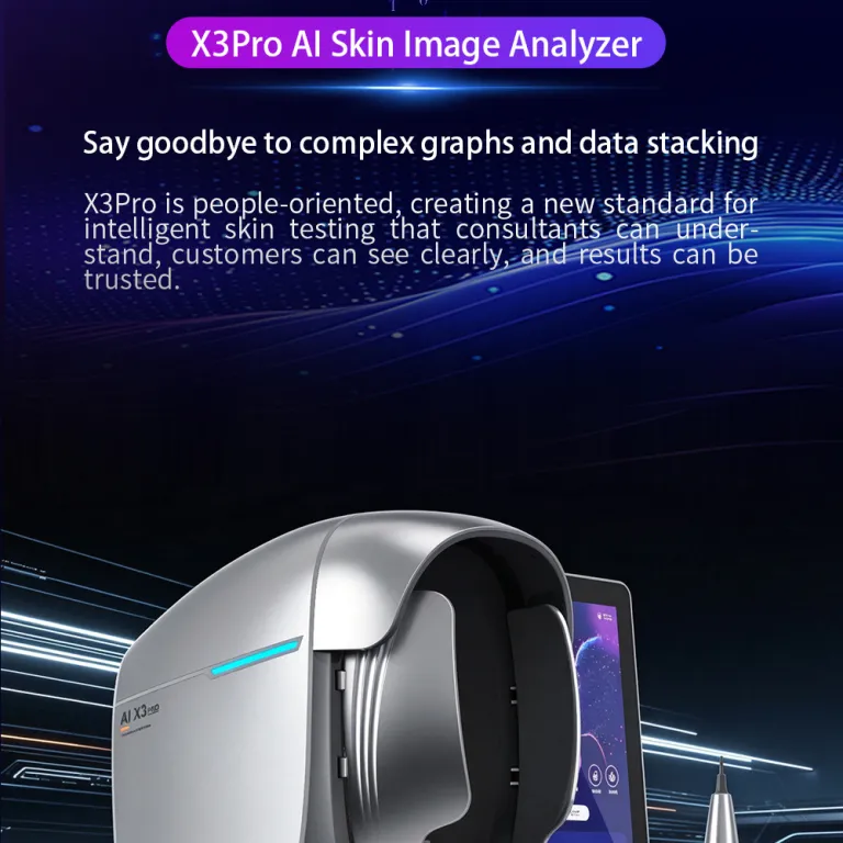 دستگاه آنالیز هوشمند پوست X3pro Xingce برون‌مرزی، آینه جادویی آنالیز UV، رطوبت و طیف سنجی پوست سر و صورت
