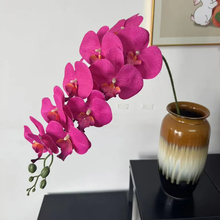 9 گل ارکیده پروانه‌ای مصنوعی با گلبرگ فیلمی 3D چاپی با حس لمس واقعی، گل ارکیده مصنوعی برای عروسی، گل‌آرایی و دکوراسیون منزل