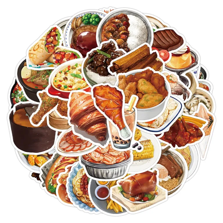 1000 برچسب‌های کارتونی تنقلات و دسر، تزئینی برای بسته‌بندی نوشیدنی، لیوان و دفترچه یادداشت، عمده
