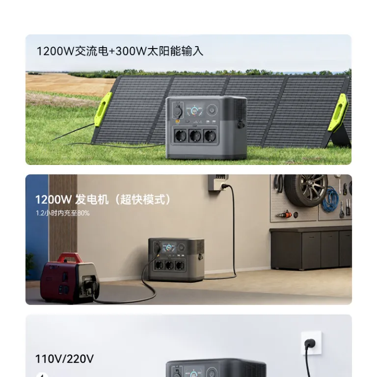 منبع تغذیه قابل حمل در فضای باز 1200W220V باتری استارت اضطراری قابل حمل برای کمپینگ در فضای باز 1 منبع تغذیه پشتیبان