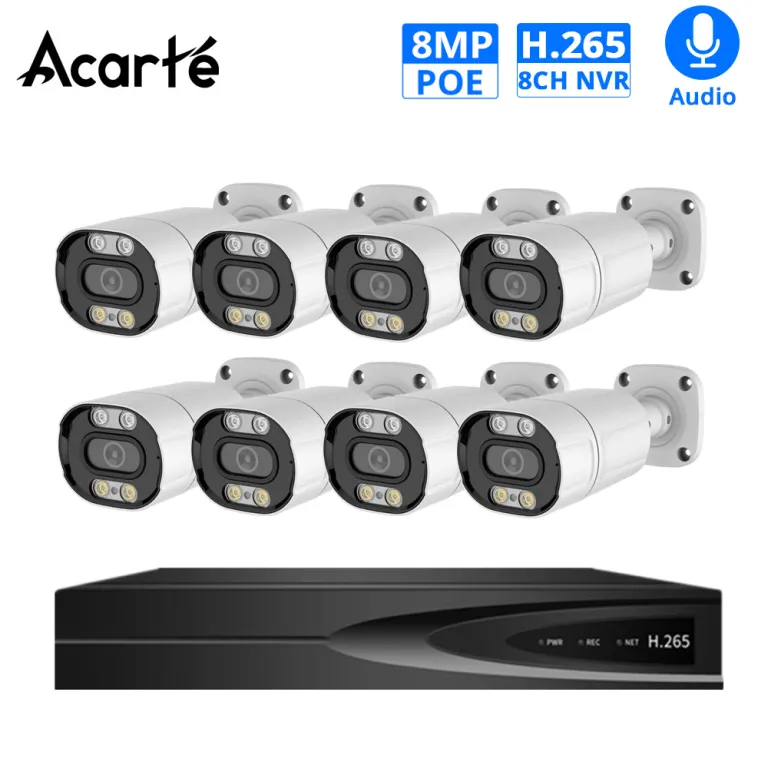 کیت دوربین مداربسته Acarte 8mp 4k تمام‌رنگی POE