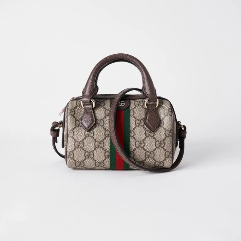 کیف دستی GUCCI Ophidia با پارچه روکش‌دار و طرح درهم‌تنیده GG