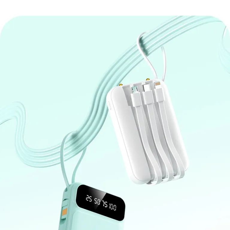 3C دارای گواهی 22.5W پاوربانک 20000 میلی‌آمپر با ظرفیت بالا، شارژ سریع، مینی و دارای کابل داخلی، قابل سفارشی‌سازی